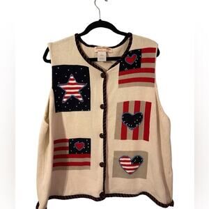 Norm Thompson Star Heart United States Flag  Cotton Button Front Plus Size‎ 2XL